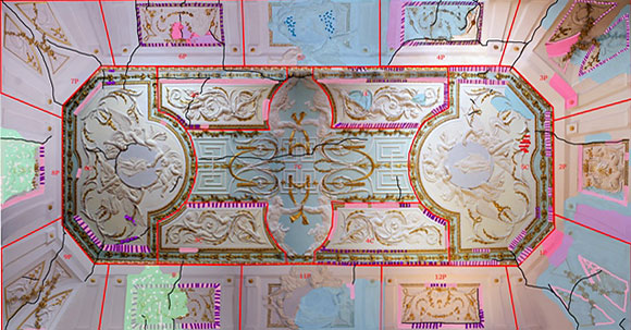 Cartografía del techo de la Sala de Sedas de La Casita del Príncipe (El Escorial)