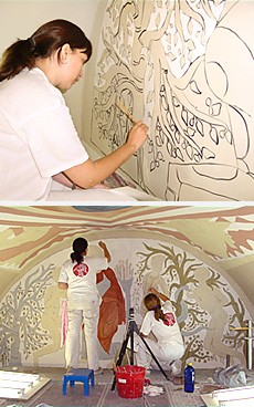 Réplica Capilla de Maderuelo - Pintando las paredes
