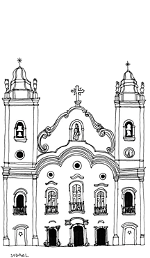 Dibujo de la fachada de la Catedral de Sobral (Brasil)
