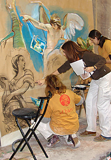 Curso de pintura mural - Conclusão de um afresco