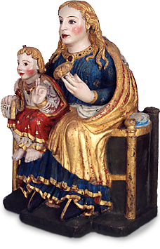 Virgen con el niño - Talla en madera policromada