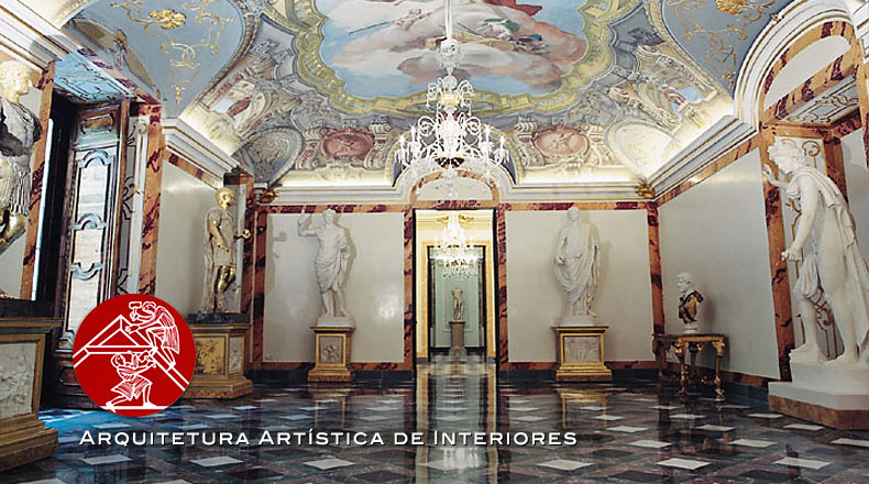 Arquitetura artística de interiores - As salas de aula de estuque de Palácio Real de La Granja